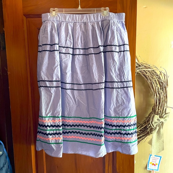 J. Crew Light Blue Skirt with Black and Pink Accents - Picture 1 of 2